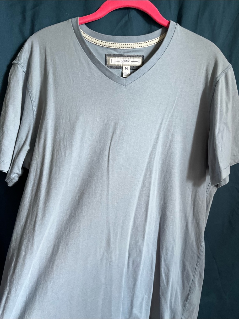 PD&C Men's Light Gray V-Neck Short Sleeve Tee